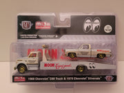 1968 CHEVROLET C60 RAMP TRUCK AND 1978 CHEVROLET SILVERADO PICKUP TRUCK MOONEYES CHASE