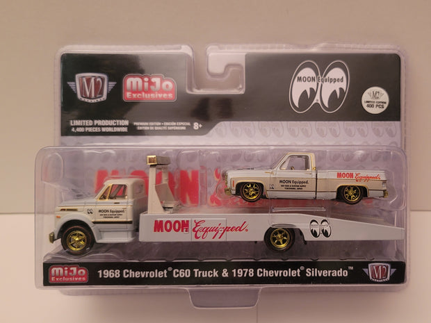 1968 CHEVROLET C60 RAMP TRUCK AND 1978 CHEVROLET SILVERADO PICKUP TRUCK MOONEYES CHASE