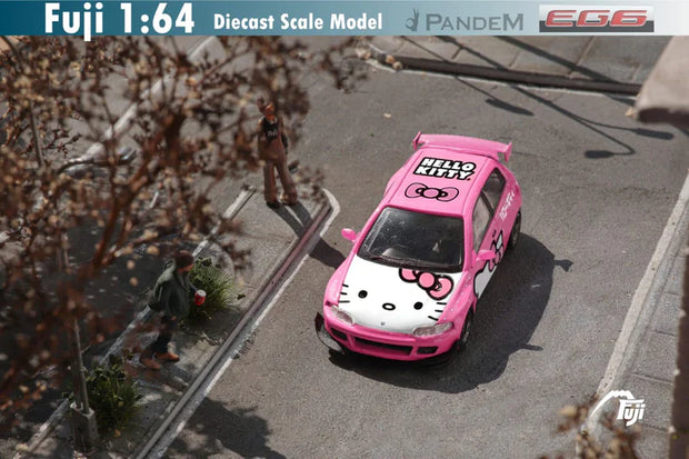 Fuji Honda Civic EG6 5th Gen MK5 Rocket Bunny Hello Kitty Livery With Kitty Bear Brick Figure