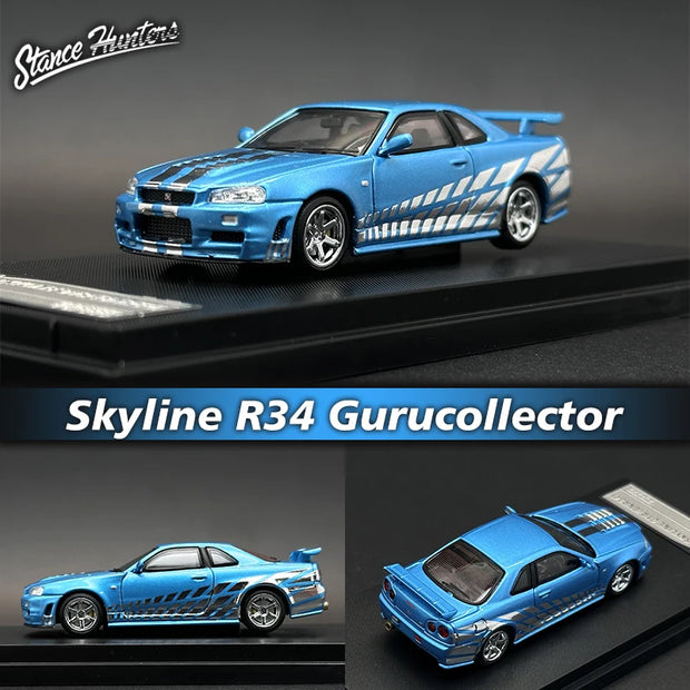 Skyline GTR BNR34 Chrome Blue Gurucollector