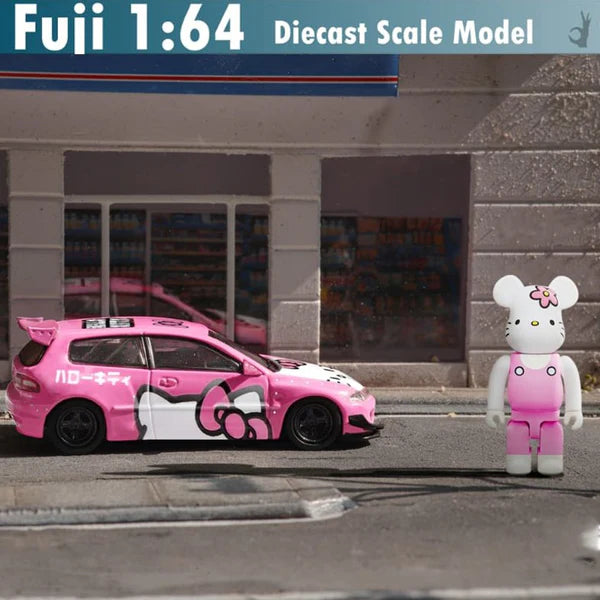 Fuji Honda Civic EG6 5th Gen MK5 Rocket Bunny Hello Kitty Livery With Kitty Bear Brick Figure