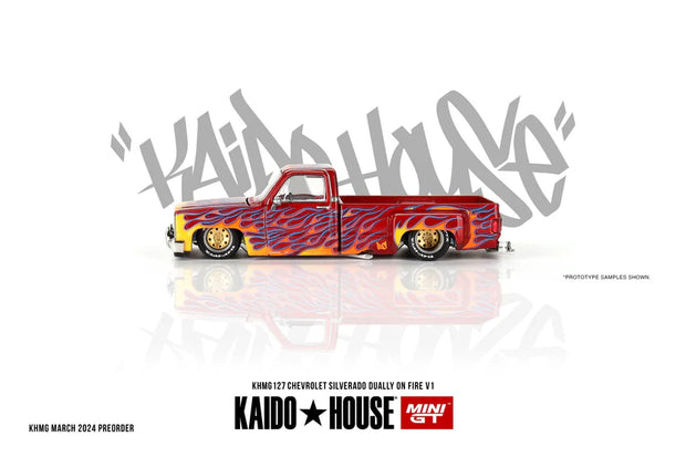 Chevrolet Silverado Dually on Fire V1 Red With Flames